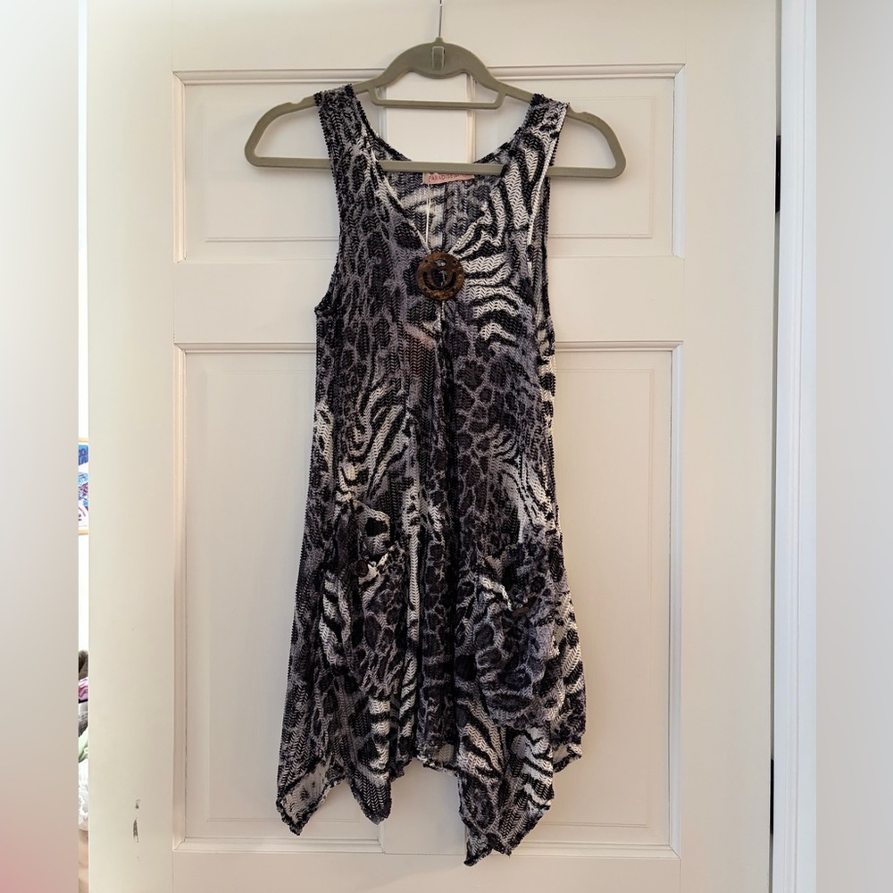 Animal Print Beach Cover Up in Black & White